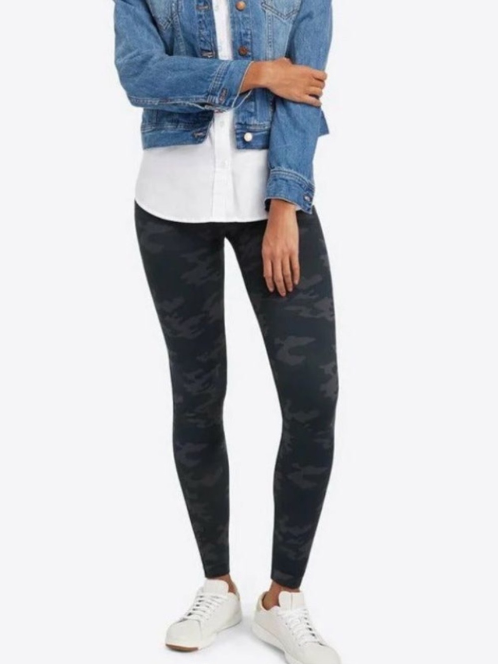 SPANX $98 Womens Small Gray Camo Seamless Full Length Shaping Leggings VV19